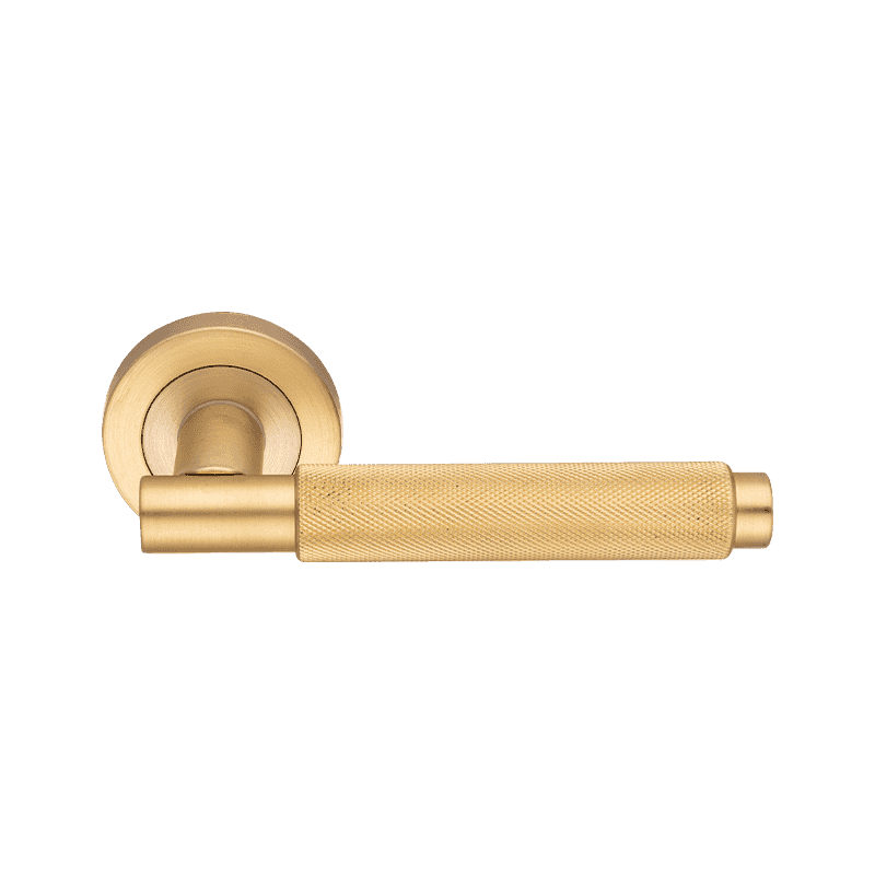 Đòn bẩy kết cấu bằng nhôm có kết cấu trên cửa hoa hồng satin đồng thau