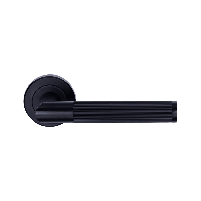 Nhôm l Hình dạng đòn bẩy trên cửa hoa hồng, tay cầm Matt Black